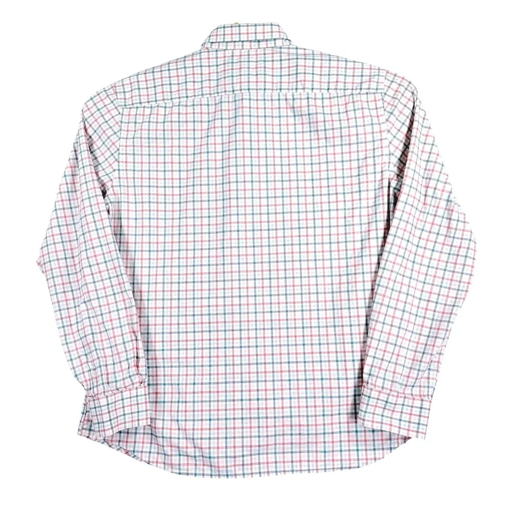 Banana Republic‎ Button Down Mens XL Red Blue Plaid Organic Cotton Untucked Fit